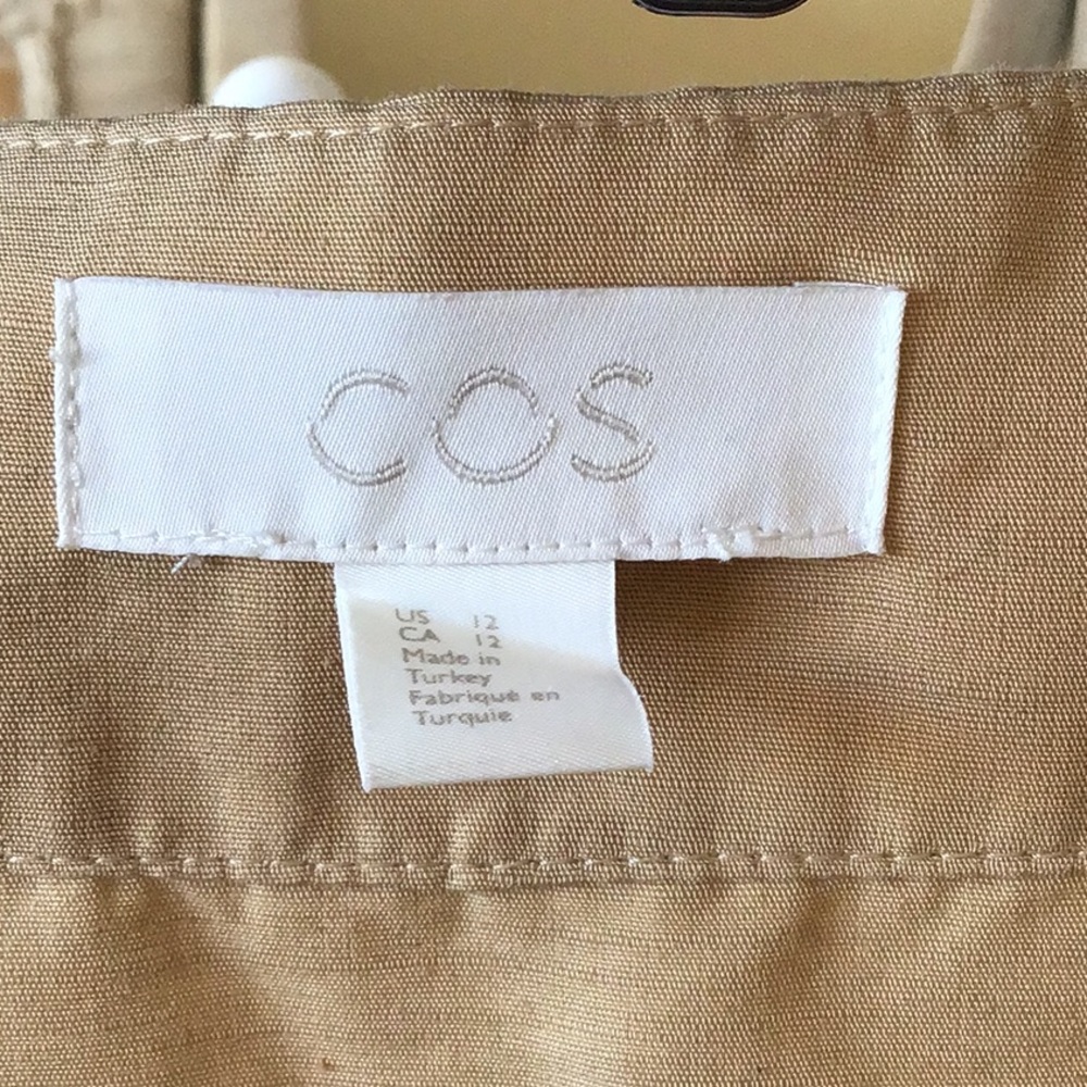 COS Beige Short-Sleeve A-Line Midi Dress - Picture 5 of 7